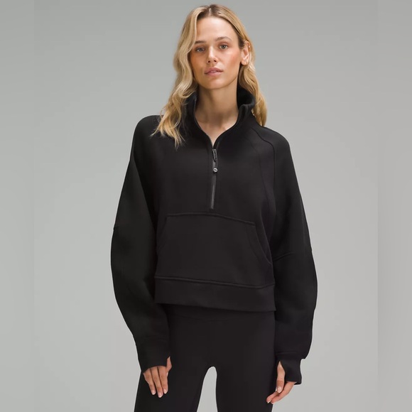 lululemon athletica Tops - LuluLemon - Black Scuba Oversized Funnel-Neck Half Zip (M/L)